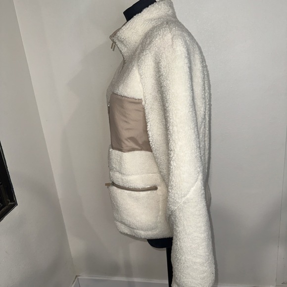 Outdoor Collection Sherpa Fleece Zip Up Ivory Size L Contrast Pockets - Picture 5 of 13